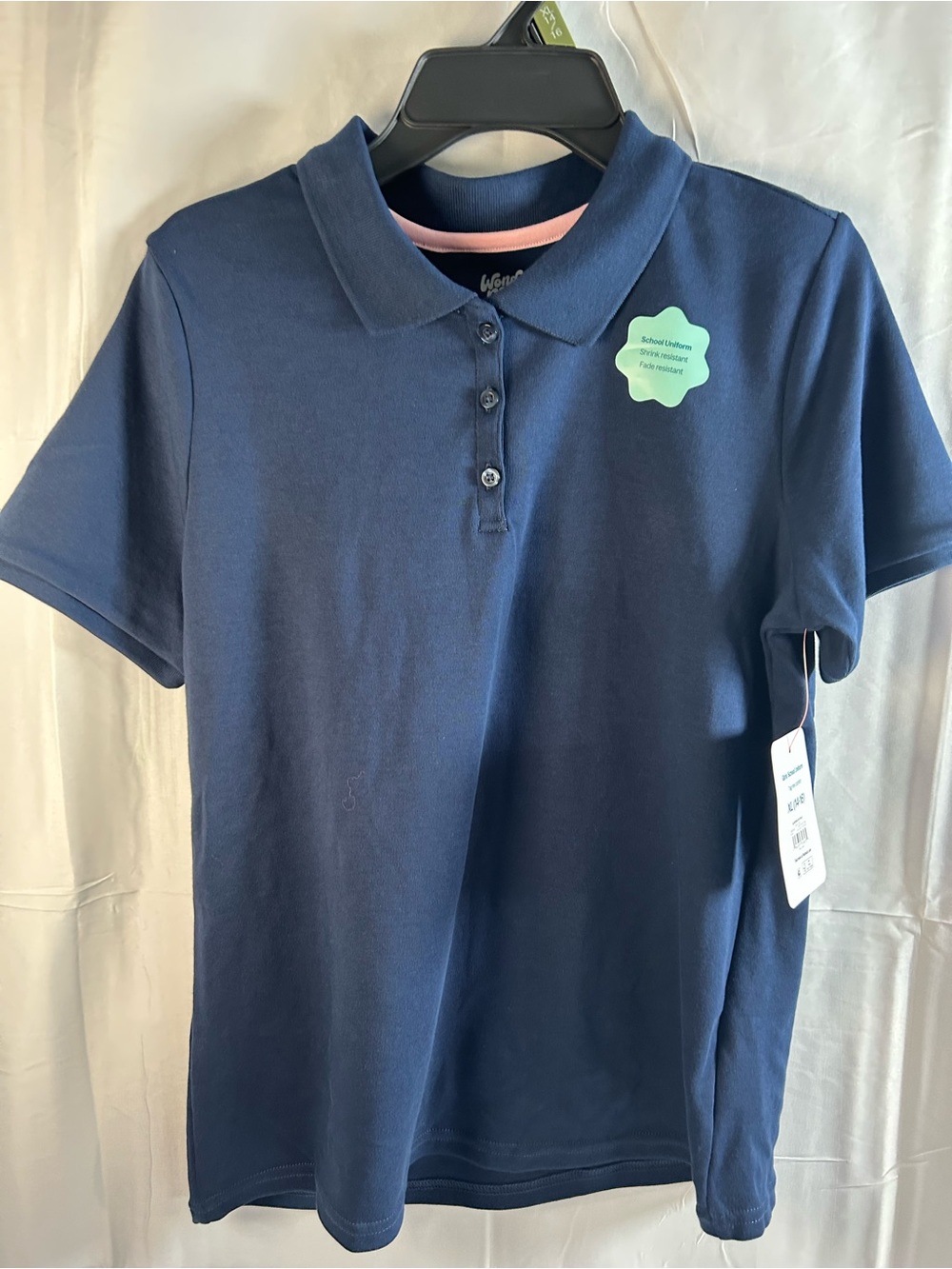 Girl’s wonder nation Navy Polo with Pink Inner Trim 4ct